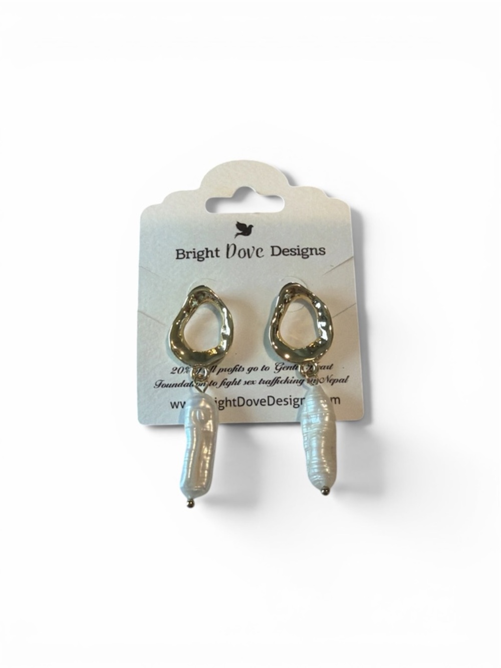 Bright Dove Designs Gold & White Pearl‎ Drop Earrings